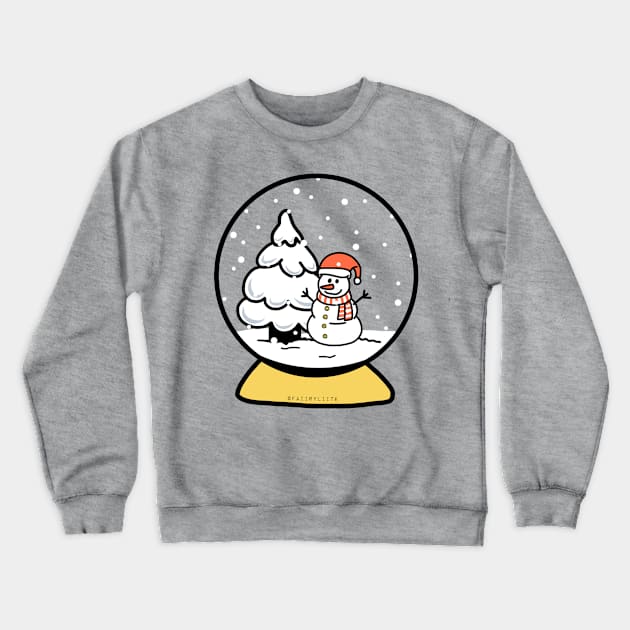 Christmas Snowman With A Santa Hat In Snow Globe Crewneck Sweatshirt by faiiryliite